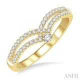 1/4 Ctw Round Cut Diamond Interlocked Twin Chevron Fashion Ring in 14K Yellow Gold