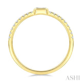 1/3 Ctw Bezel Set Emerald and Round Cut Diamond Luna Bezel Fashion Ring in 14K Yellow Gold