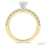 1/2 Ctw Round Cut Diamond Semi-Mount Engagement Ring in 14K Yellow And White Gold