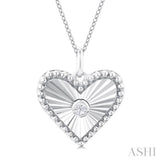 1/20 Ctw Heart fluted medallion Round Cut Diamond Pirouette Pendant With Chain in 10K White Gold