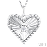 1/20 Ctw Heart fluted medallion Round Cut Diamond Pirouette Pendant With Chain in 10K White Gold