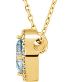 14K Yellow Gold Natural Aquamarine & .06 CTW Natural Diamond Semi-Set Halo-Style 16" Necklace