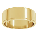 14K Yellow Gold 7 mm Stepped-Edge Flat Band Size 10