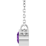 14K White Gold Natural Amethyst Solitaire 16" Necklace