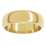 14K Yellow Gold 6 mm Half Round Band Size 5