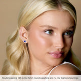 14K White Gold 5 mm Natural Blue Sapphire & 1/8 CTW Natural Diamond Earrings