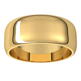 14K Yellow Gold 8 mm Half Round Band Size 13