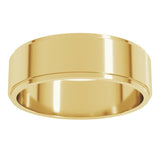 14K Yellow Gold 6 mm Stepped-Edge Flat Band Size 7.5