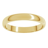 14K Yellow Gold 3 mm Lightweight Half Round Band Size 2