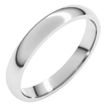 Platinum 3 mm Lightweight Comfort-Fit Half Round Band Size 8