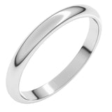 Platinum 2.5 mm Half Round Band Size 6