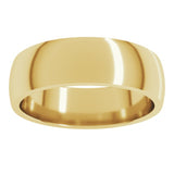 18K Yellow Gold 6 mm Lightweight Comfort-Fit Half Round Band Size 9