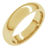 14K Yellow Gold 5 mm Comfort-Fit Half Round Band Size 6.5