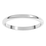 Platinum 2 mm Half Round Band Size 6.5
