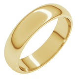 10K Yellow Gold 5 mm Half Round Band Size 9.5