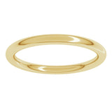 18K Yellow Gold 2 mm Comfort-Fit Full Round Band Size 8.5
