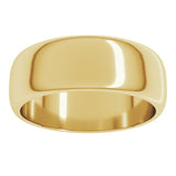 14K Yellow Gold 7 mm Half Round Band Size 3