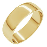 14K Yellow Gold 6 mm Lightweight Half Round Band Size 6