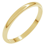 10K Yellow Gold 2 mm Lightweight Half Round Band Size 9