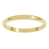 10K Yellow Gold 2 mm Lightweight Half Round Band Size 9