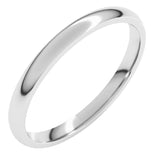 10K White Gold 2 mm Lightweight Comfort-Fit Half Round Band Size 6