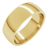 14K Yellow Gold 7 mm Lightweight Comfort-Fit Half Round Band Size 10