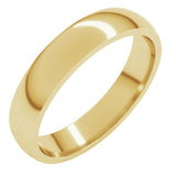 14K Yellow Gold 4 mm Lightweight Comfort-Fit Half Round Band Size 8