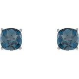 Sterling Silver Natural London Blue Topaz Scroll Setting® Earrings