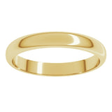 18K Yellow Gold 3 mm Half Round Band Size 9