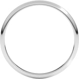 14K White Gold 2 mm Lightweight Half Round Band Size 12.5