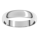 14K White Gold 4 mm Lightweight Half Round Band Size 5