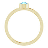 14K Yellow Gold 4 mm Natural Aquamarine Ring
