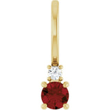 14K Yellow Gold Natural Mozambique Garnet & .02 CT Natural Diamond Charm/Pendant