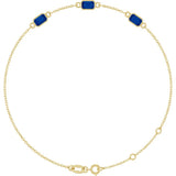 14K Yellow Gold Lab-Grown Blue Sapphire Bezel-Set 3-Stone 7 1/2" Bracelet
