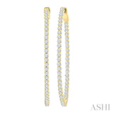 2 Ctw Inside-Out Round Cut Diamond 1/2-Inch Oval Hoop Earrings in 14K Yellow Gold