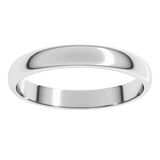 Sterling Silver 3 mm Lightweight Half Round Band Size 7