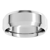 14K White Gold 7 mm Beveled-Edge Comfort-Fit Flat Band Size 11