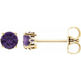 14K Yellow Gold Natural Amethyst Scroll Setting® Stud Earrings