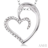 1/10 ctw Round Cut Diamond Heart Shape Pendant in Sterling Silver with Chain