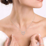 1/6 Ctw Heart Shape Round Cut Diamond Pendant With Chain in 10K White Gold