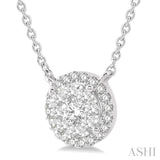 1/3 Ctw Circular Round Cut Diamond Lovebright Pendant With Chain in 14K White Gold