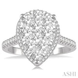 1 ctw Pear Shape Round Cut Diamond Lovebright Ring in 14K White and Rose Gold