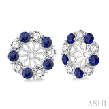 2.65 MM Round Cut Sapphire and 3/4 ctw Round Cut Diamond Precious Earrings Jacket in 14K White Gold