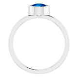 Platinum 6 mm Natural Blue Sapphire Ring