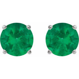 14K White 5 mm Natural Emerald Stud Earrings
