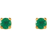 14K Yellow 2.5 mm Natural Emerald Stud Earrings