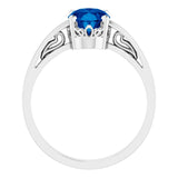 14K White Lab-Grown Blue Sapphire Ring
