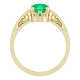 14K Yellow Lab-Grown Emerald Ring