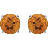 14K White 5 mm Natural Citrine Stud Earrings