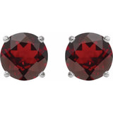 14K White 5 mm Natural Mozambique Garnet Stud Earrings